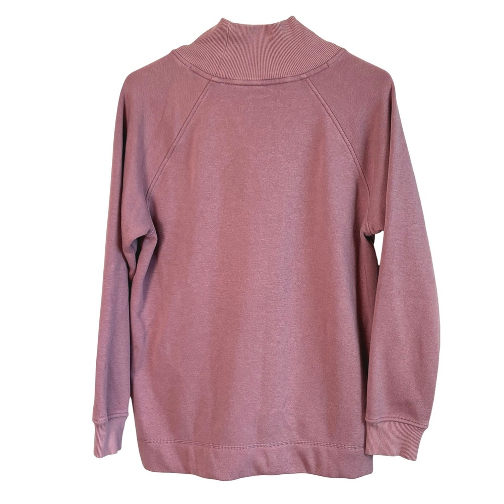Athleta Mock Neck Side Zip Sweatshirt Mauve Womens Small Pullover Fleece Pockets - Picture 2 of 9
